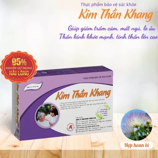Kim Thần Khang với thành phần chính là hợp hoan bì giúp hỗ trợ ngủ ngon và sâu giấc hơn